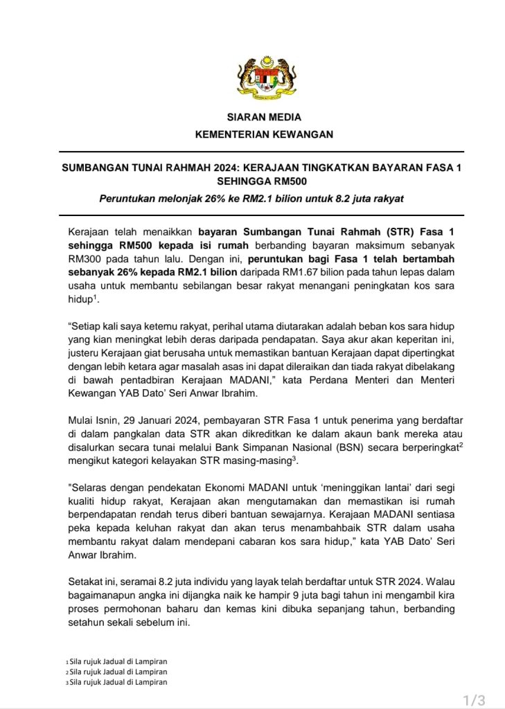 STR 2024 : Tarikh & Semakan